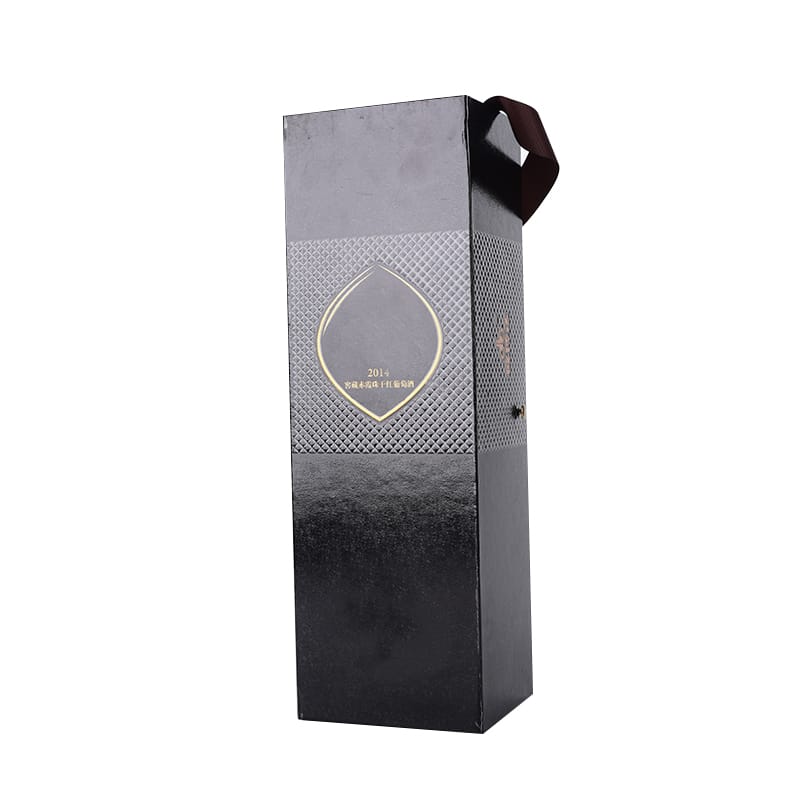 High quality black beer bottle cardboard flip top wine gift paper box