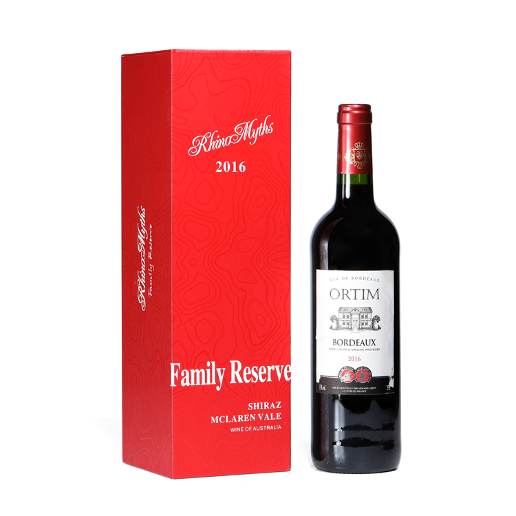 Luxury red gin ram bottle Rigid cardboard flip top wine gift paper box
