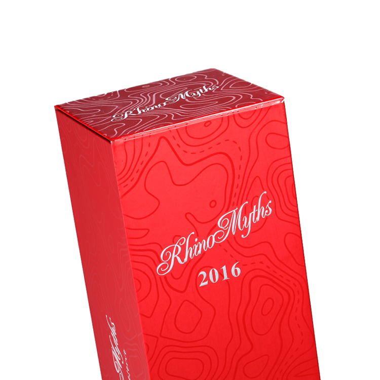 Red cardboard wine packaging box