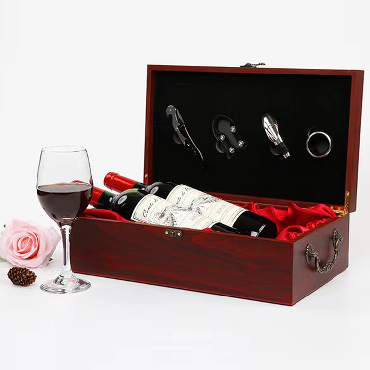 Custom cheap red lequor single wooden wine bottles box