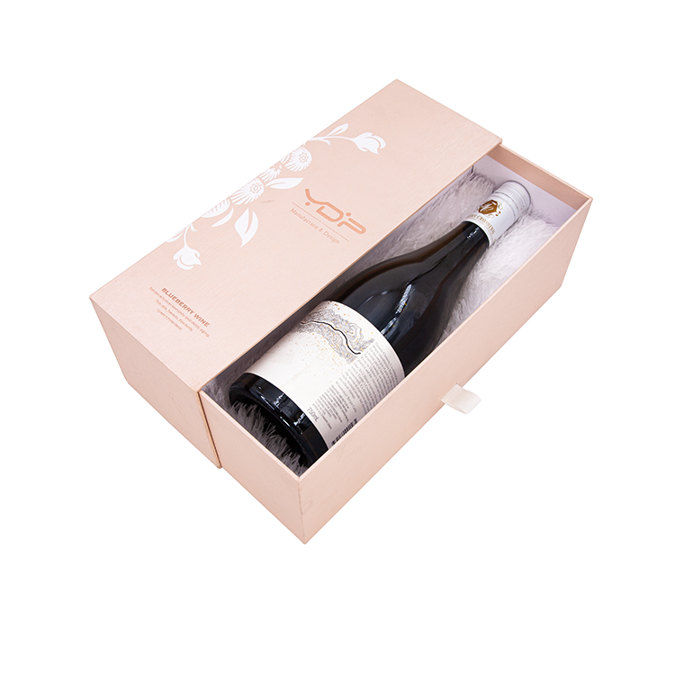 Custom cardboard champagne glass and small wine bottle gift box