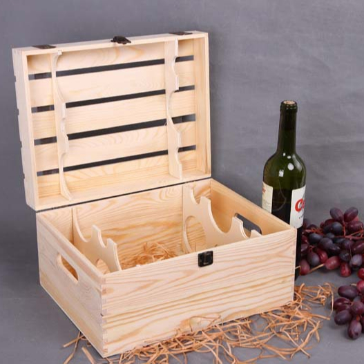 Unfinished sublimation 6 bottle wooden wine gift box packaging case