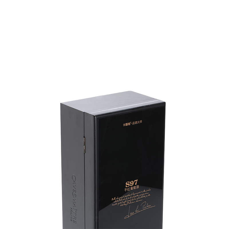 Wholesale single bottle ice wine natural black wooden wine gift box