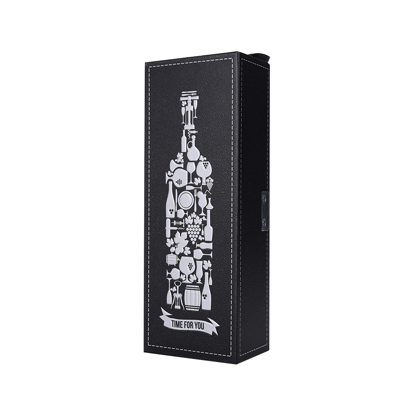 High end custom emboss magnetic PU leather single bottle packaging wine box