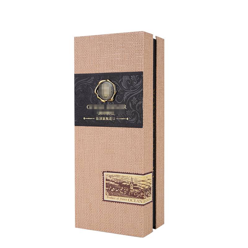 Luxury custom single red wine bottle magnetic hinged neck paper packing box