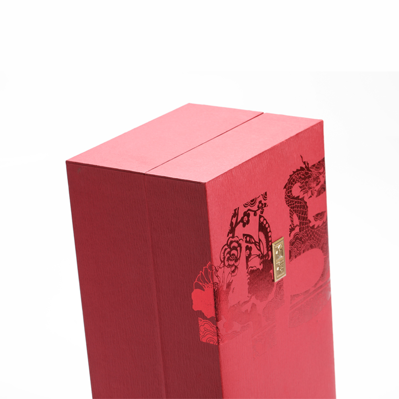 Luxury high end handmade stamped matte paper cardboard magnetic wine gift box