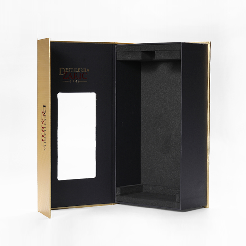 High end whisky fancy packaging custom printing magnetic window wine box paper
